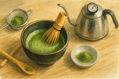 抹茶を点てている