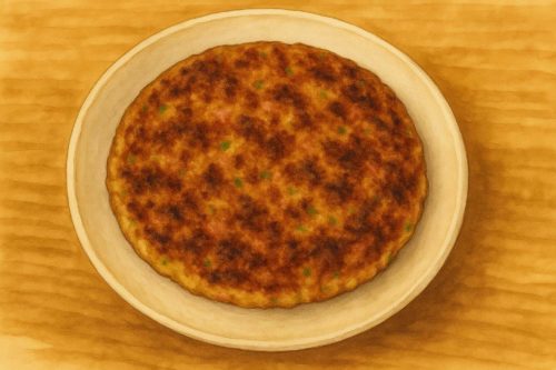 桜でんぶのネギ焼き風お好み焼き