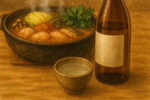 あんこう鍋と日本酒