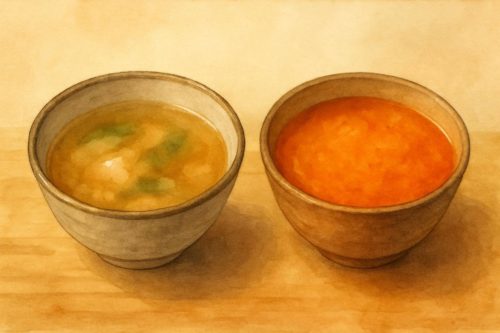 あんこう鍋とどぶ汁のスープの対比