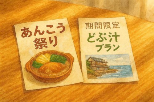 あんこう鍋とどぶ汁の旅行プランのパンフレット