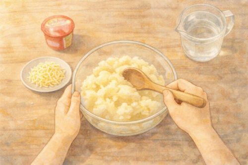 じゃがアリゴを調理しているシーン