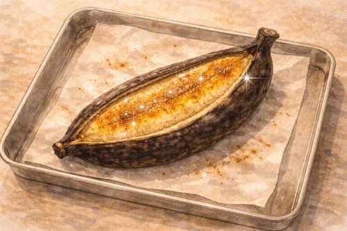 オーブントースターで加熱したバナナ