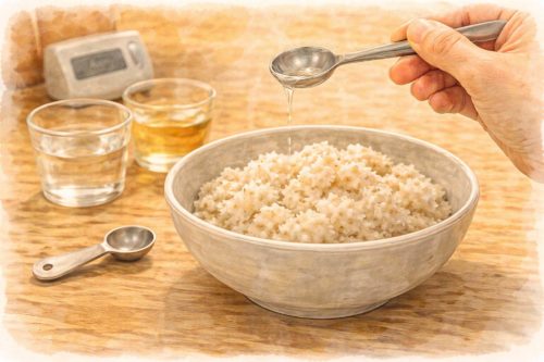 ごはんに差し水をしているシーン