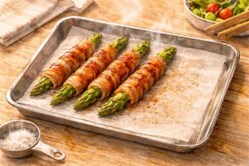 お弁当のおかず用に作られたアスパラ肉巻き