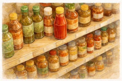 店舗の棚に置かれたボトルの数々