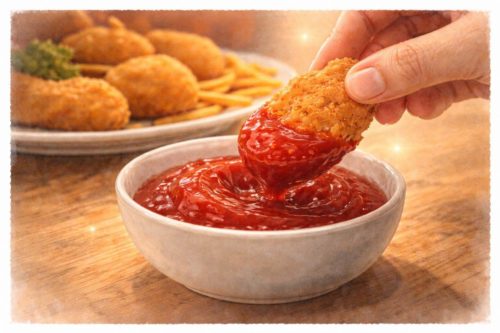 揚げ物にバナナケチャップをディップ