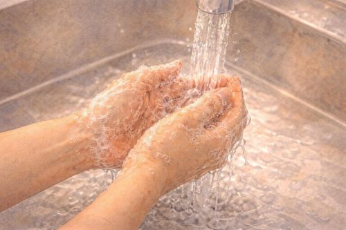 手を洗っているシーン