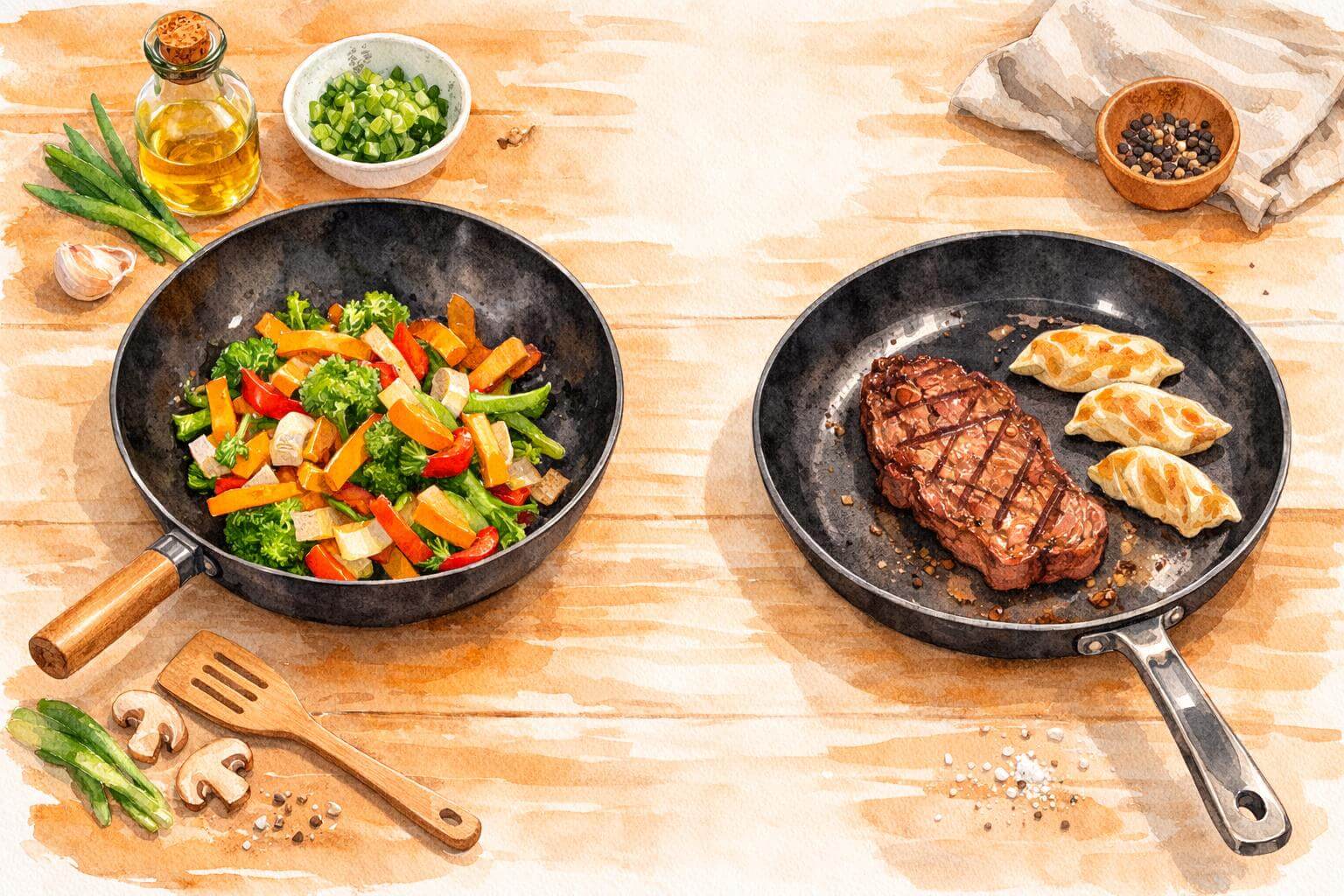 炒め鍋とフライパン