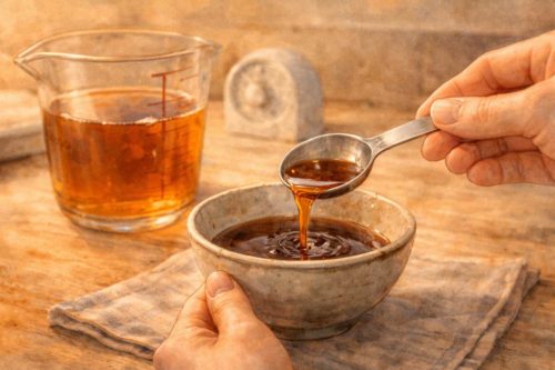 そばつゆの濃さを調整しているイラスト