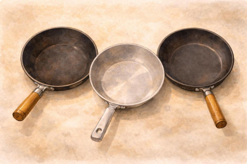 鉄製、アルミ製、フッ素加工製の炒め鍋たち