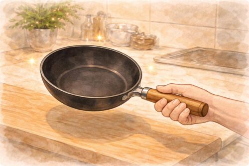 コンパクトな20cmの炒め鍋のイラスト